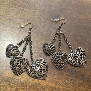 Elegant Heart-Shaped Bronze Earrings